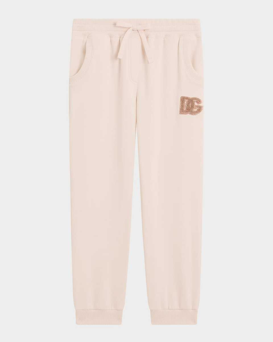Girl's DG Sequined Felpa Patch Sweatpants, Size 4-